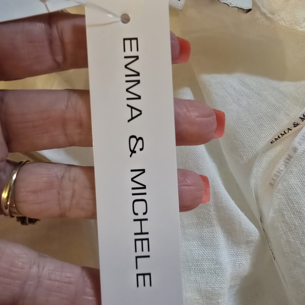 Off-White Linen Blend Button Front Collared Midi … - image 9